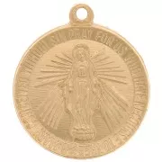 Colgante redondo trabajado 15 mm - Motivo de la Virgen - Gold filled x1