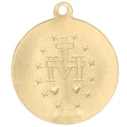 Colgante redondo trabajado 15 mm - Motivo de la Virgen - Gold filled x1