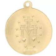 Colgante redondo trabajado 15 mm - Motivo de la Virgen - Gold filled x1