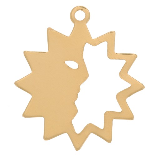 Colgante de sol hueco con media cara de 14 mm - Gold filled x1