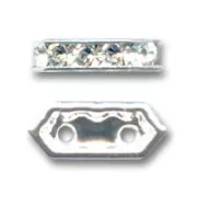 Rondel strass puente 10x5 mm plateado Crystal 2 agujeros x1