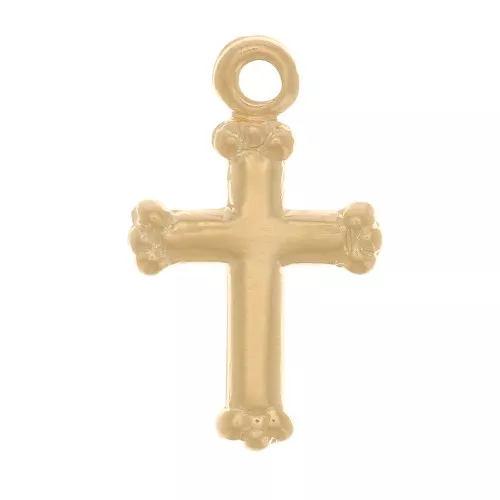 Gold filled x1 - Charm Cruz de Bola Pequeña 14x8 mm