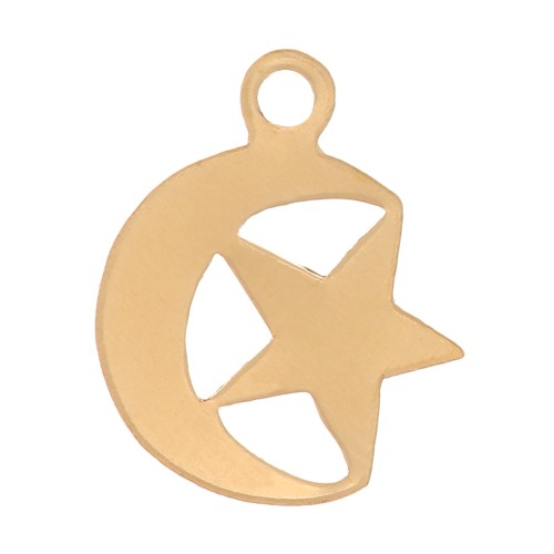 Charm media luna y estrella 11x9 mm - Gold filled x1