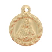 Dije redondo trabajado de 9 mm - motivo religioso - Gold filled x1|raw }}