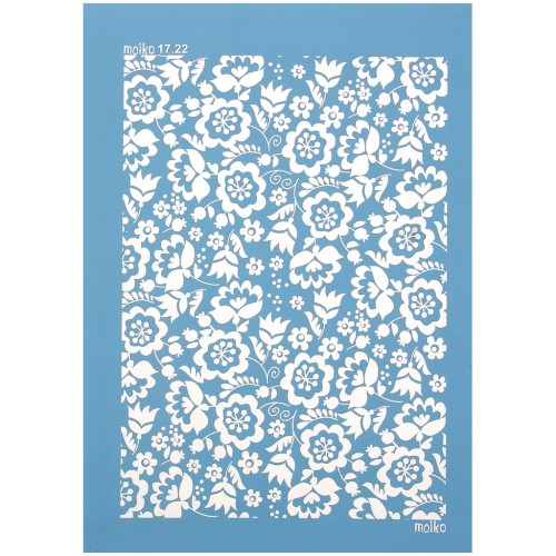 Silk Screen Moiko para arcilla polimérica 74x105 mm - Hellébores 17.22 x1