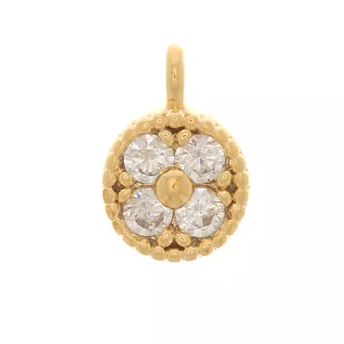 Mini Charm redondo de 4 mm con óxido de zirconio - Chapado en oro - Cristal x1