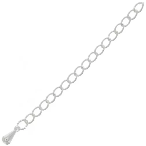 Cadena extensible en forma de gota - Malla Rombo 60 mm - Chapado fino de plata x1
