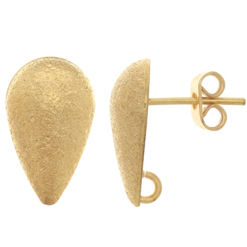Pendientes con gota de diamante 14x8 mm - anilla abierta - Dorado oro fino x2