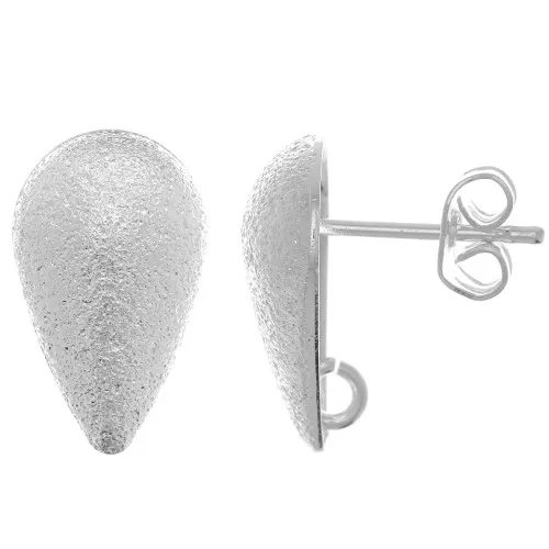 Pendientes con gota de diamante 14x8 mm - anilla abierta - Chapado en plata fina x2