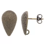 Pendientes con gota de diamante 14x8 mm - anilla abierta - Bronce x2