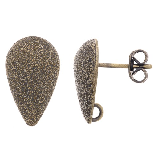 Pendientes con gota de diamante 14x8 mm - anilla abierta - Bronce x2