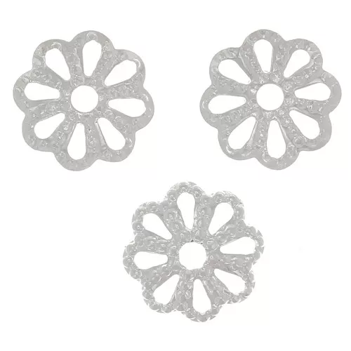 Casquillas filigranadas de 6 mm - Chapado en plata fina x20