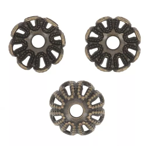 Casquillas filigranadas 6 mm - efecto flor - Bronce x20