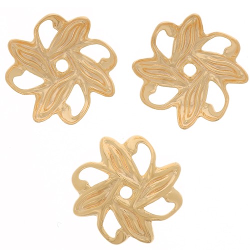 Casquillas flores bonitos estampados 10 mm - Dorado con oro fino x20