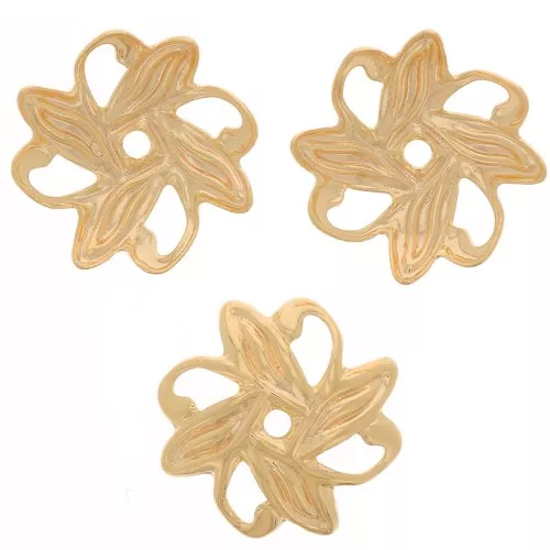 Casquillas flores bonitos estampados 10 mm - Dorado con oro fino x20