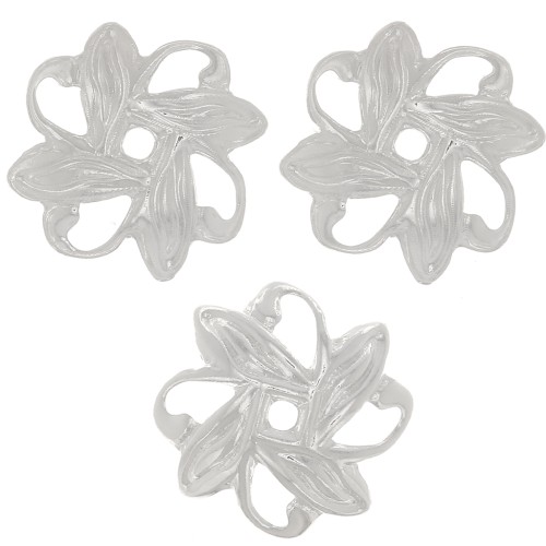 Casquillas flores bonitos estampados 10 mm - Chapado en plata fina x20