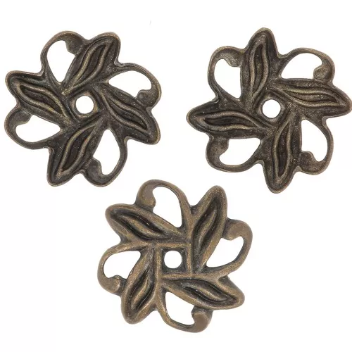 Casquillas flores bonitos estampados 10 mm - Bronce x20