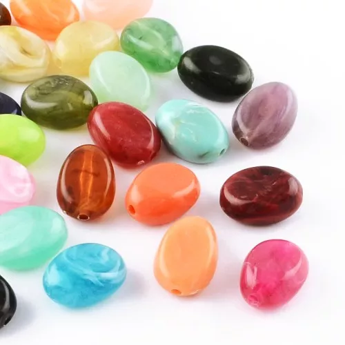 Surtido de cuentas planas irregulares 18x13 mm acrílico - Multicolor jaspeado x20
