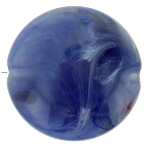 Cuentas planas redondas de acrílico de 22 mm azul marino jaspeado x6