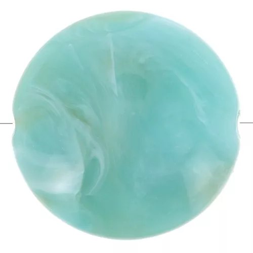 Cuentas planas redondas de acrílico 22 mm Turquoise Marbré x6