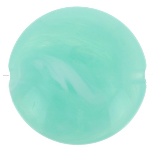 Cuentas planas redondas de acrílico 22 mm Vert Turquoise Marbré x6