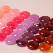 Cuentas planas redondas de acrílico 22 mm Rosa Melocotón Jaspeado x6