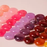 Cuentas planas redondas de acrílico 22 mm Rosa Melocotón Jaspeado x6