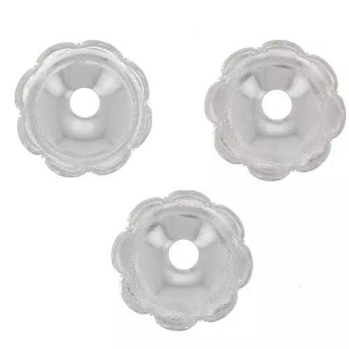 Casquillas de flores 8 pétalos 6 mm - Chapado en plata fina x20