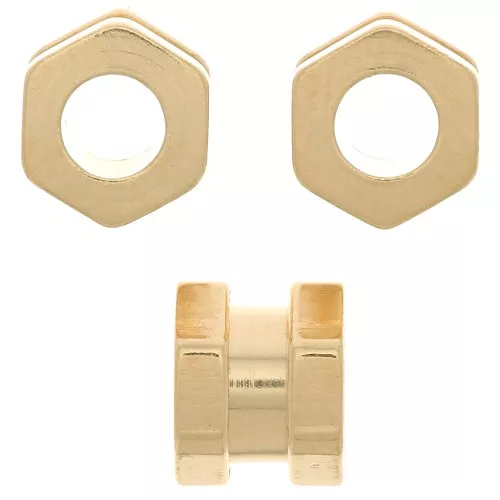 Cuenta pasante 5x6 mm con agujero grande - Plata 925 Dorado con oro finox1