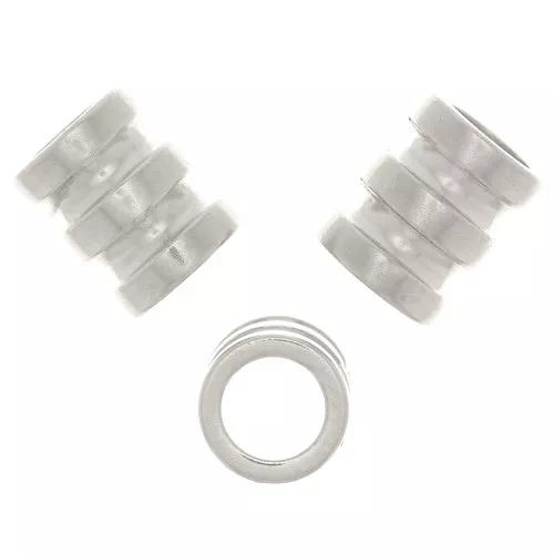 Cuenta de tubo trabajada de 7x6 mm con agujero grande - Plata 925 x1