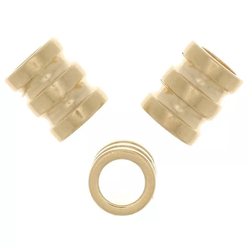 Cuenta tubular trabajada de 7x6 mm con agujero grande - Plata de Ley 925 Dorado x1