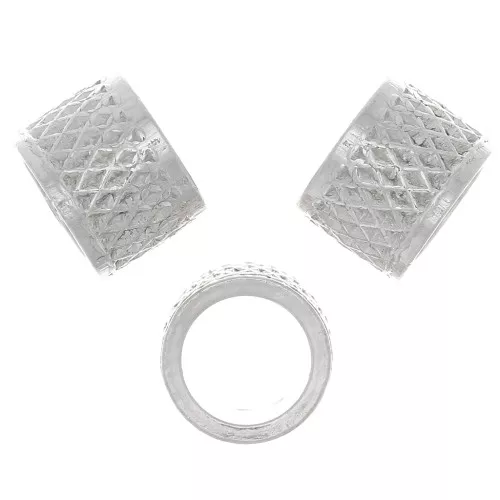 Cuenta de tubo trabajada 5x7 mm con agujero grande - Plata 925 x1