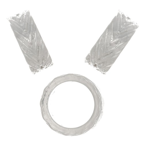 Cuenta redonda trabajada 7 mm con agujero grande - Plata 925 x1