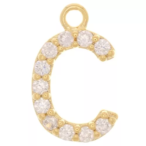 Dije letra alfabeto 10 mm Óxidos de circonio - C - Dorado Cristal x1