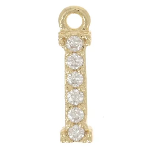 Dije de alfabeto de 10 mm con óxidos de circonio - I - Dorado con oro fino x1