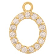 Dije letra alfabeto 10 mm con  óxido de zirconio - O - Dorado - Crystal x1