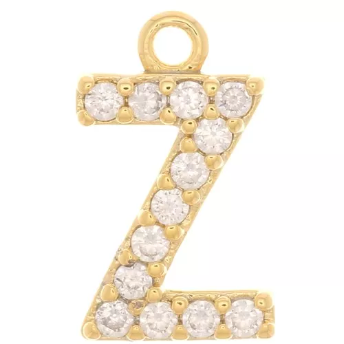 Dije letra alfabeto 10 mm con óxido de zirconio - Z - Dorado - Cristal x1