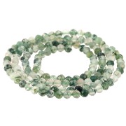 Cuentas redondas facetadas de 3 mm de piedra preciosa  - Ágata musgosa x39 cm