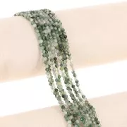 Cuentas redondas facetadas de 3 mm de piedra preciosa  - Ágata musgosa x39 cm