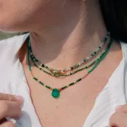 Cuentas redondas facetadas de 3 mm de piedra preciosa  - Ágata musgosa x39 cm