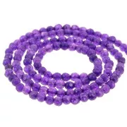 Cuentas redondas facetadas de 3,5 mm de piedra preciosa teñida - Jade violeta x 37 cm