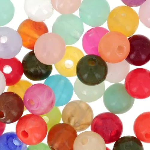 Surtido de cuentas redondas de 6 mm - Marmoleado multicolor x50