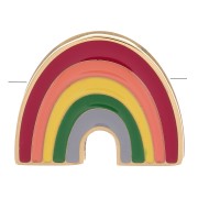 Cuenta pasante arco iris 11x14mm para cordón plano de 6mm Acero inox dorado 304 x1