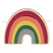 Cuenta pasante arco iris 11x14mm para cordón plano de 6mm Acero inox dorado 304 x1