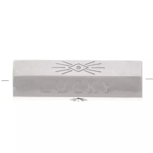 Cuenta cilíndrica mensaje Lucky óxido de zirconio y nácar 20x6,5 mm Acero inoxidable 304