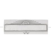 Cuenta cilíndrica con mensaje Lucky con nácar 26x9 mm - Acero Inoxidable 304 x1