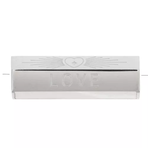 Cuenta cilíndrica con mensaje Love con nácar 26x9 mm - Acero Inoxidable 304 x1