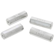 Cuenta cilíndrica con mensaje Love con nácar 26x9 mm - Acero Inoxidable 304 x1