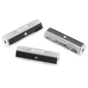 Cuenta cilíndrica estampados y resina epoxi 20x6,5 mm Negro Acero inoxidable 304