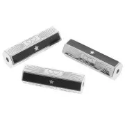 Cuenta cilíndrica estampados y resina epoxi 20x6,5 mm Negro Acero inoxidable 304